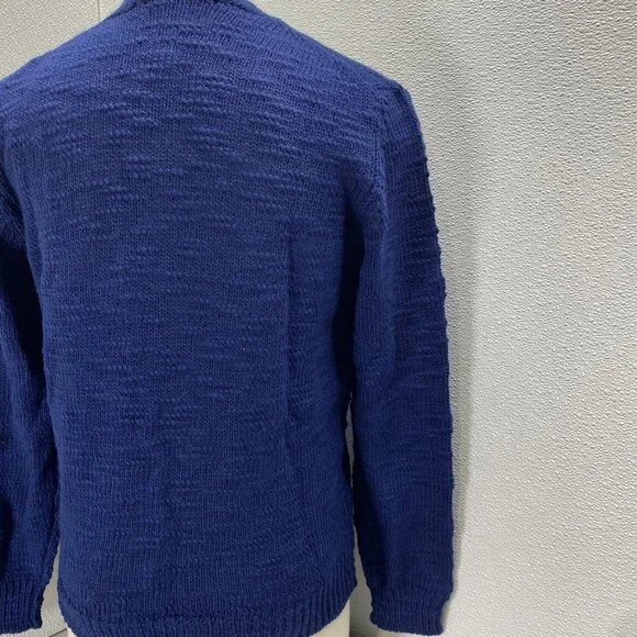 Brooksfield Men’s Slub Wool Crew Neck Knit Sweater – Navy, Size M - Picture 6 of 12